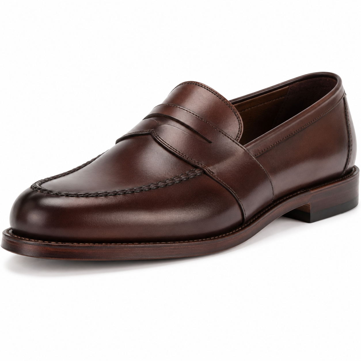 Men's leather penny loafer dress shoes in a pair